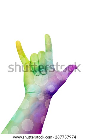 Abstract colorful, Love hand symbol isolated on white background.