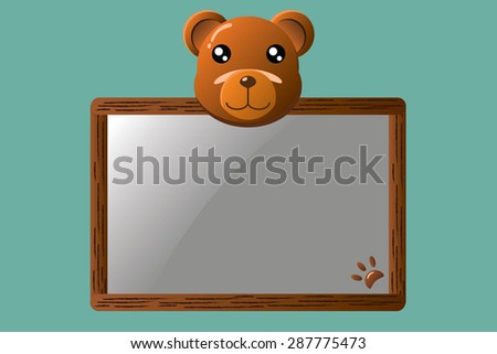 Vector of cute brown bear with school board