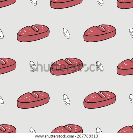 Healthcare background with pill. Hand drawing vector seamless texture with pharmaceutical objects isolated on white background. Chess grid order