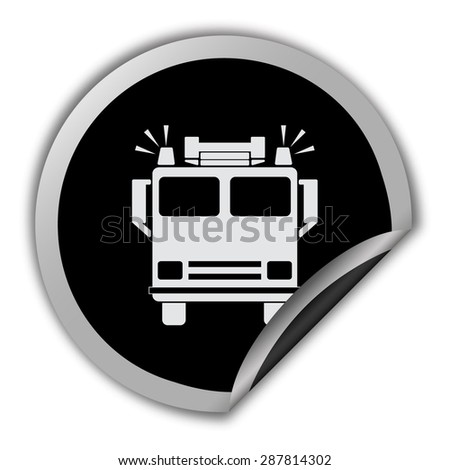 fire engine icon - round vector sticker