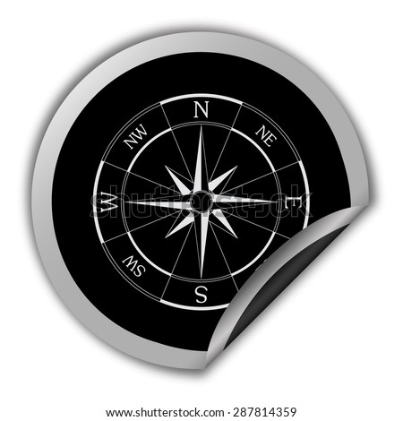 wind rose compass icon - round vector sticker