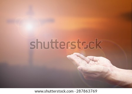 Silhouette jesus christ on cross background Abstract for christian religion that god he is risen in easter day bible prophet symbol death concept for feeling proud calvary Christmas card decoration.