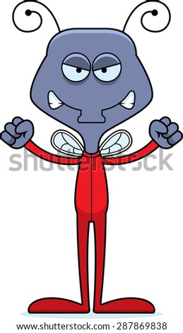 A cartoon fly looking angry in pajamas.