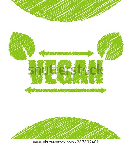 Illustration Vegetarian Green Text Label, for Your Design - Vector