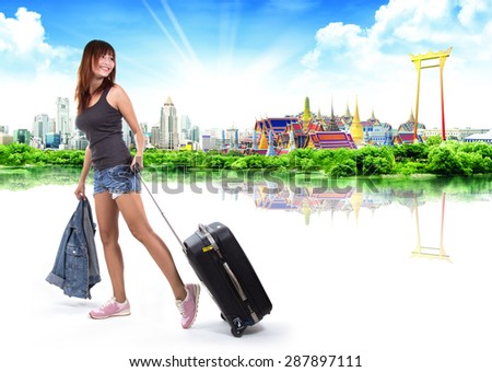 traveler woman, thailand travel concept