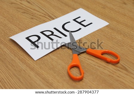 business concepts of scissor cut price tag