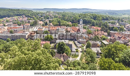 Panoramic view of Bolkow town, Poland.