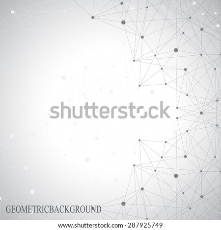 Grey graphic background dots with connections for your design. Vector illustration Royalty-Free Stock Photo #287925749