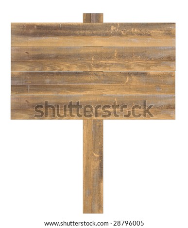 Natural wooden sign isolated on white background