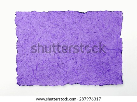 Burnt edges purple tone natural texture paper on white background