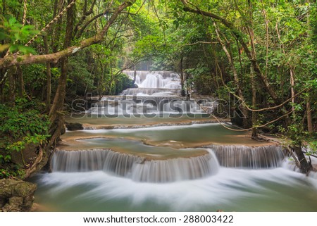 Waterfall (Huay Mae Kamin Waterfall) in kanchanaburi of Thailand
