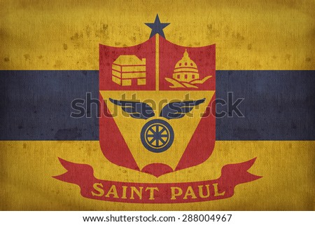 Saint Paul ,Minnesota flag on fabric texture,retro vintage style