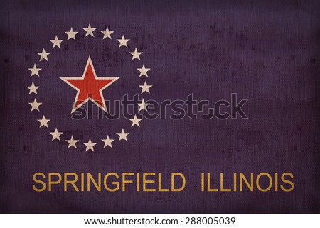 Springfield ,Illinois flag on fabric texture,retro vintage style