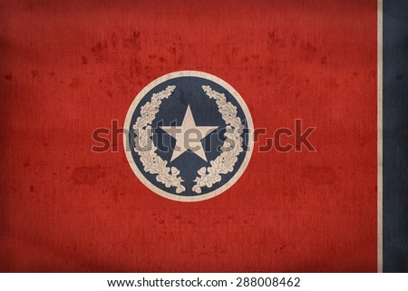 Chattanooga ,Tennessee flag on fabric texture,retro vintage style