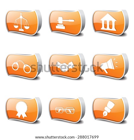 Law Sign Orange Vector Button Icon Design Set