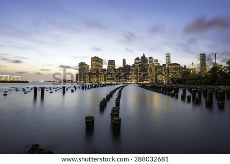 Manhattan skyline at sunset from Brooklyn, New York City