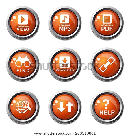 Multimedia Web Internet Orange Vector Button Icon Design Set