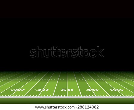 A view from the sideline of an American football field with room for copy. Vector EPS 10.