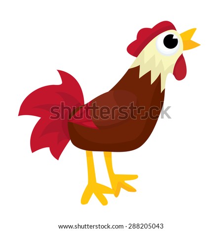 Cute little rooster cartoon stock vector illustration.