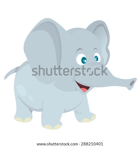 A cartoon vector illustration of  a cute baby elephant.