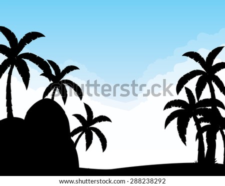 Silhouette scene with coconut trees at daytime