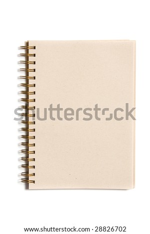 Organic paper notebook isolated on white in the studio