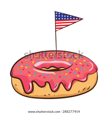 delicious donut with american flag 