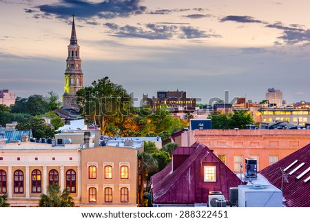 Charleston, South Carolina, USA town skyline. Royalty-Free Stock Photo #288322451