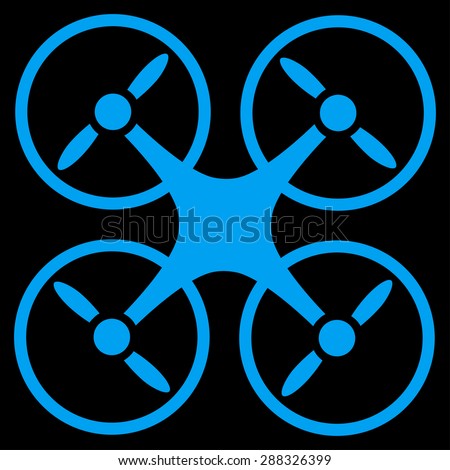 Nanocopter icon from Business Bicolor Set. Vector style: flat symbols, blue color, rounded angles, black background.