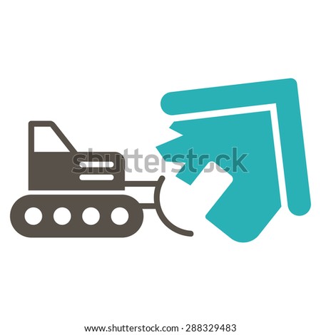 Demolition icon from Business Bicolor Set. Vector style: flat bicolor symbols, grey and cyan colors, rounded angles, white background.
