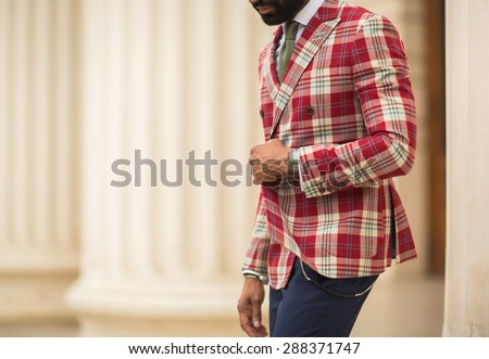 Fashion man outfit. luxury street style. Royalty-Free Stock Photo #288371747