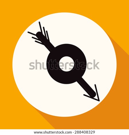 arrow target on white circle with a long shadow