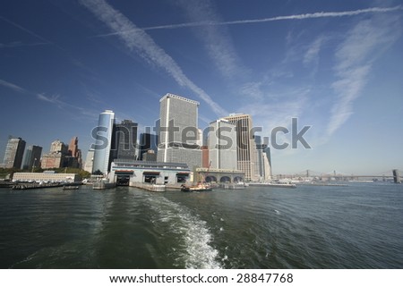 Financial district skyline from ferry