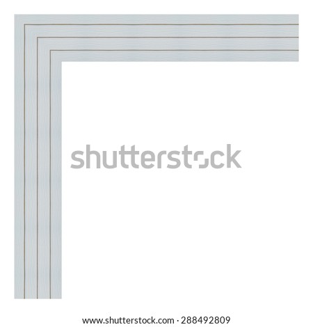 White wooden frame isolated on white background.