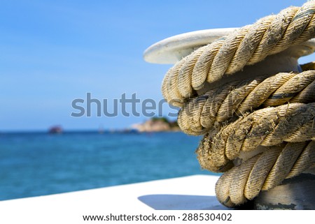 asia in the  kho tao bay isle white  ship   rope  and south china sea anchor Royalty-Free Stock Photo #288530402