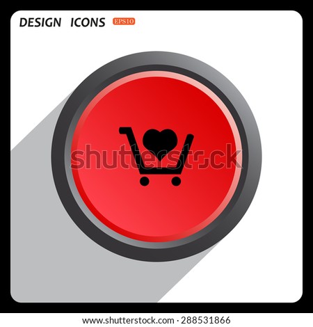 Red button start, stop. put in shopping cart. icon. vector design
