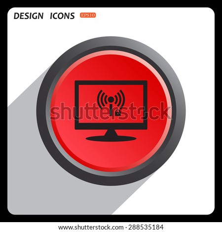 Red button start, stop. Wireless network access is closed, locked. icon. vector design