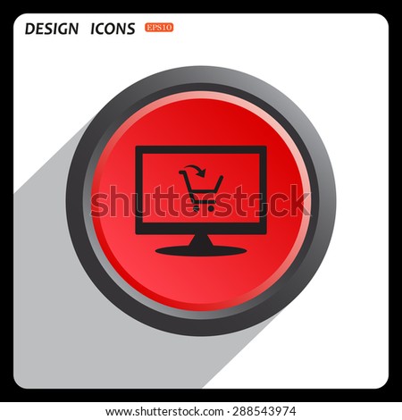 Red button start, stop. put in shopping cart. icon. vector design