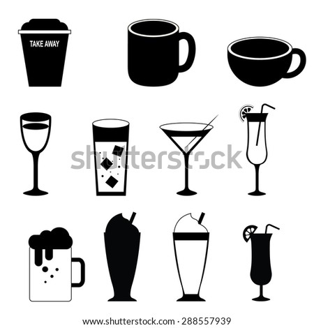Drink Silhouette Icons- Vector