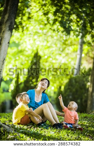 Young mother with kids
