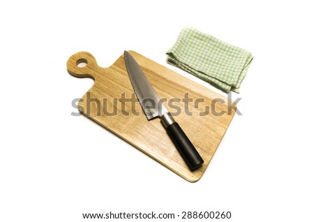 knife on wooden cutting board