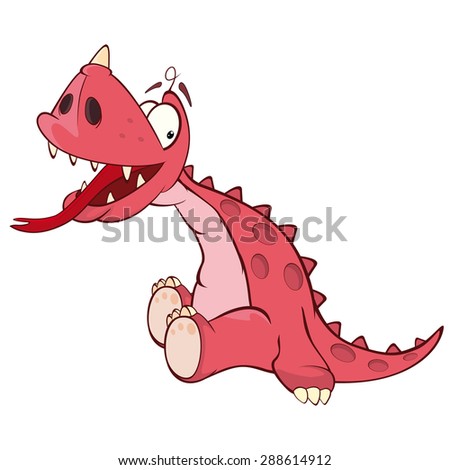 Cute red dragon vector illustration. Cartoon 