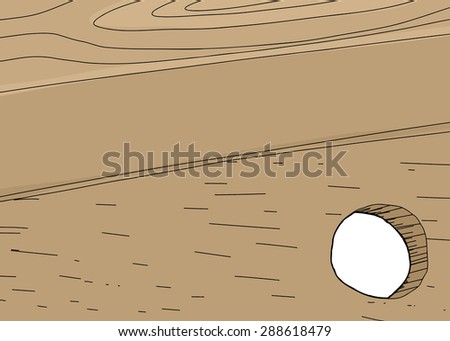 Sketch of wood panel background with hole