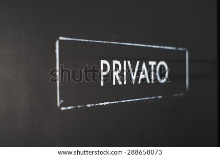 Private white on black background