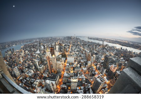 An image of Manhattan New York by night
