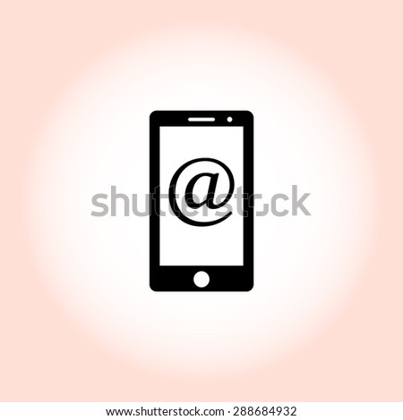 Mobile phone with Email  sign icon, vector illustration. Flat design style