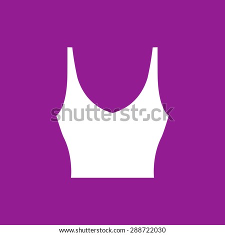 Women's white top icon on purple background. Vector illustration