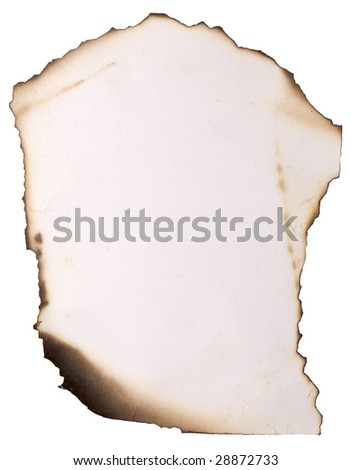 burnt paper isolated on a white
