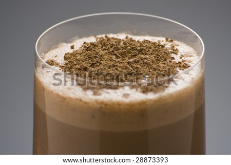 refreshing chocolate shake with chocolate Birutes isolated