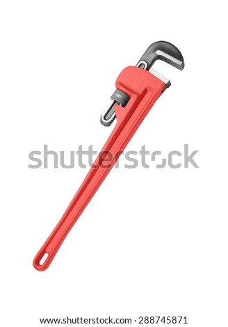 Adjustable red pipe wrench isolated on white Royalty-Free Stock Photo #288745871